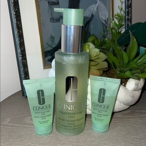 Clinique Liquid Facial Soap Mild Large 6.7oz NEW + Travel Size